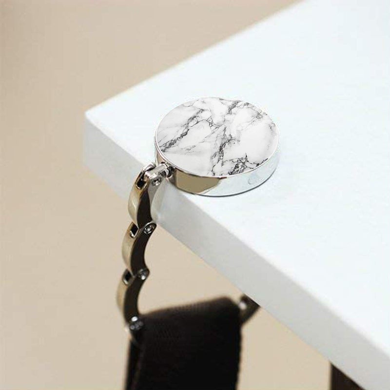 Bosketo Foldable Purse Hook Womens Bag Table Hanger Collection Desk Hooks for Purse (White+Black Marble Hook) - Image 5